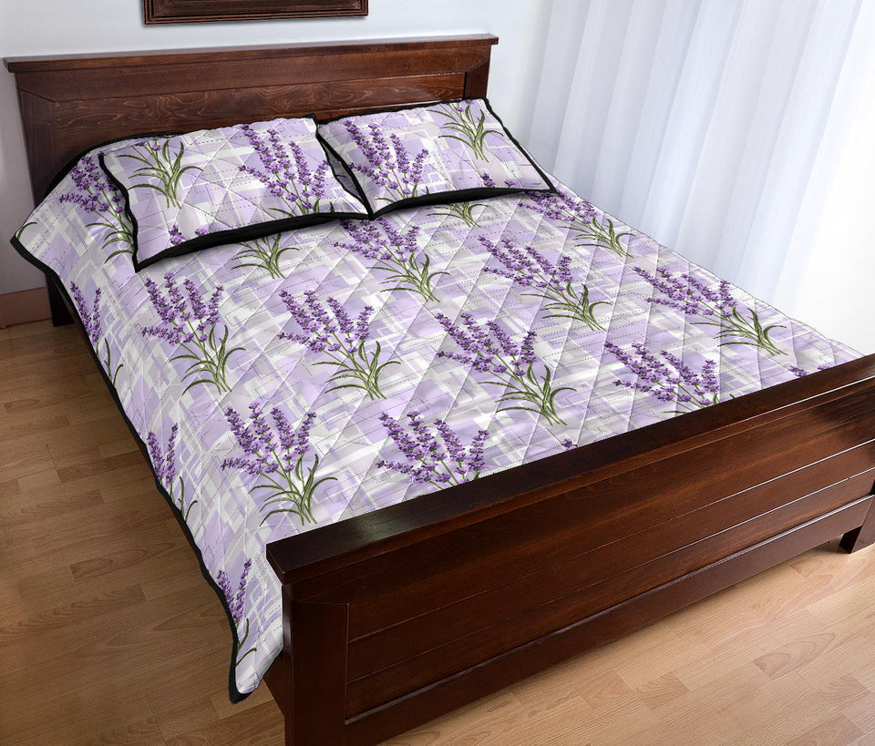 Lavender Pattern Theme Quilt Bed Set