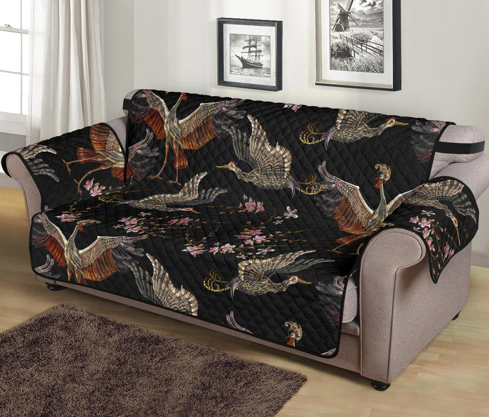 Japanese Crane Pattern Background Sofa Cover Protector