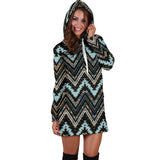 Zigzag Chevron African Afro Dashiki Adinkra Kente Women Hoodie Dress