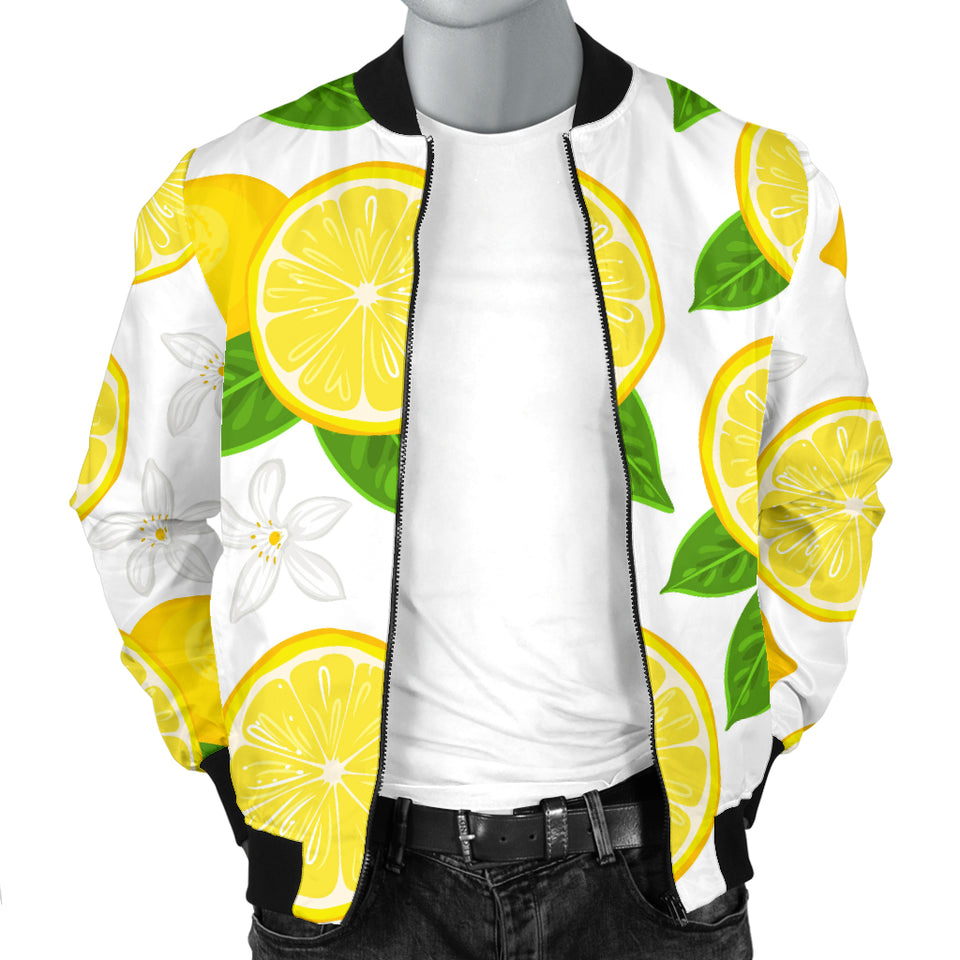 Lemon Flower Pattern Men Bomber Jacket