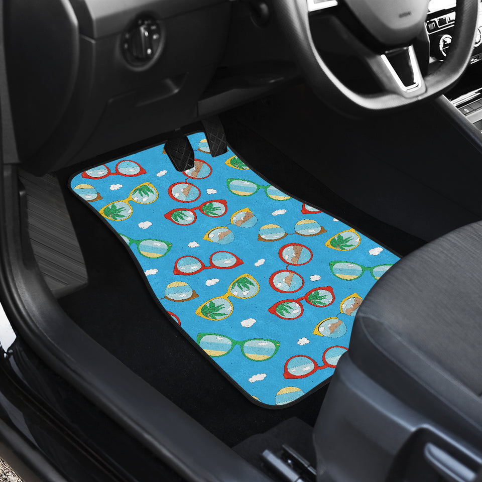 Sun Glasses Pattern Print Design 03 Front and Back Car Mats