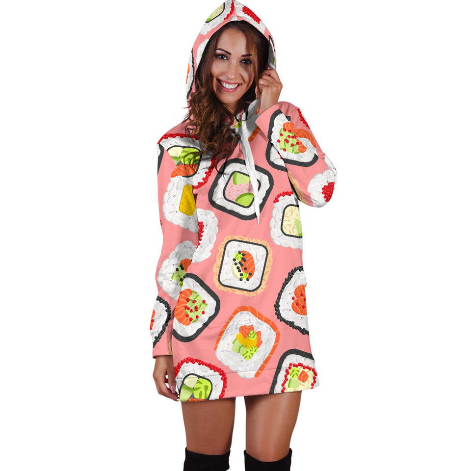 Sushi Roll Pattern Women Hoodie Dress