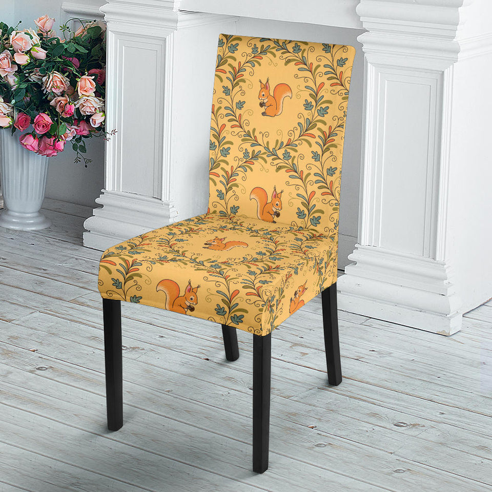 Squirrel Pattern Print Design 01 Dining Chair Slipcover