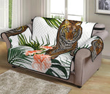 Bengal Tiger Hibicus Pattern Loveseat Couch Cover Protector