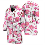 Pink Sakura Pattern Men Bathrobe