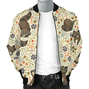 Raccoon Pattern Men Bomber Jacket