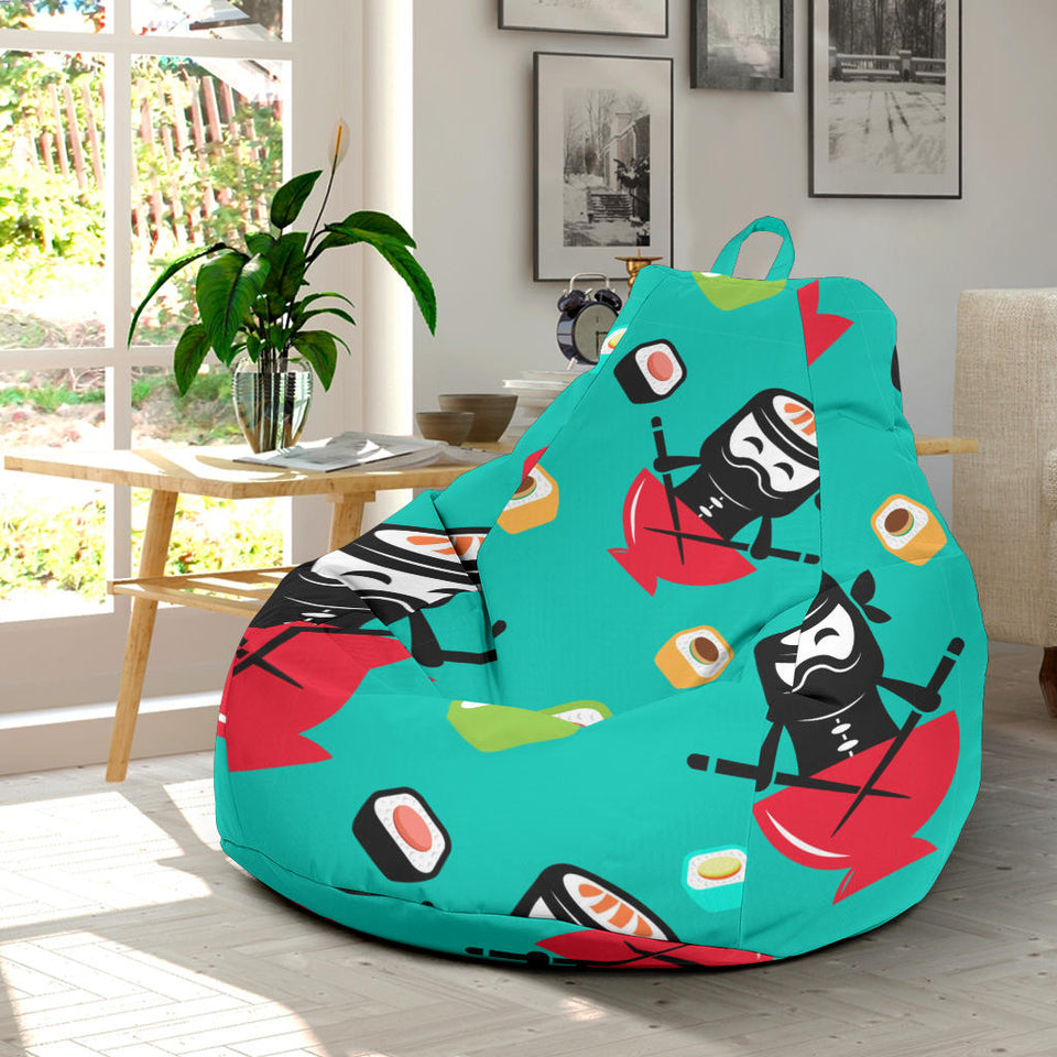 Ninja Sushi Pattern Bean Bag Cover