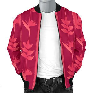 Heliconia Pink Pattern Men Bomber Jacket