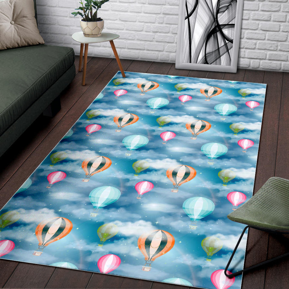 Hot Air Balloon in Night Sky Pattern Area Rug