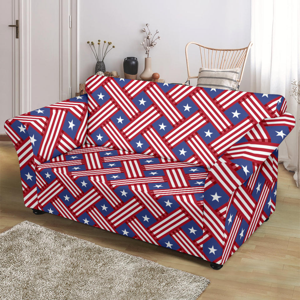 USA Star Stripe Pattern Loveseat Couch Slipcover