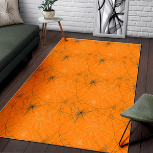 Cobweb Spider Web Pattern Orange Background Area Rug