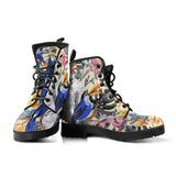 Toucan Leaves Flower Pattern Leather Boots