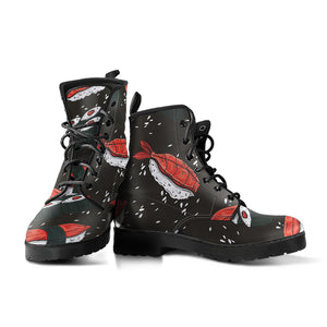 Sushi Theme Pattern Leather Boots