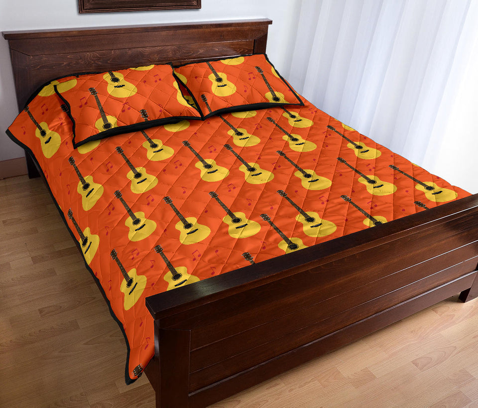 Classice Guitar Music Pattern Quilt Bed Set