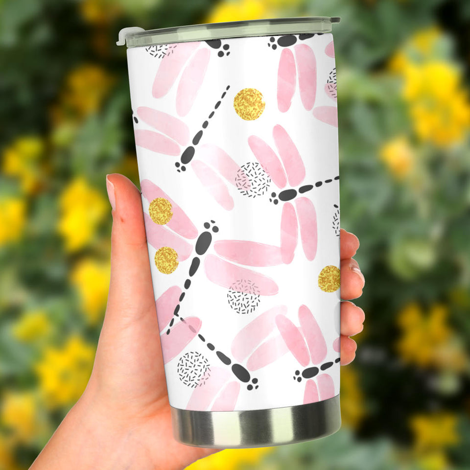 Pink Dragonfly Pattern Tumbler