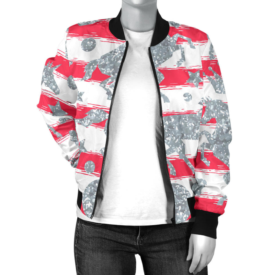 Unicorn Silver Pattern Women Bomber Jacket