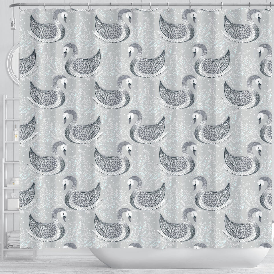 Swan Gray Pattern Shower Curtain Fulfilled In US