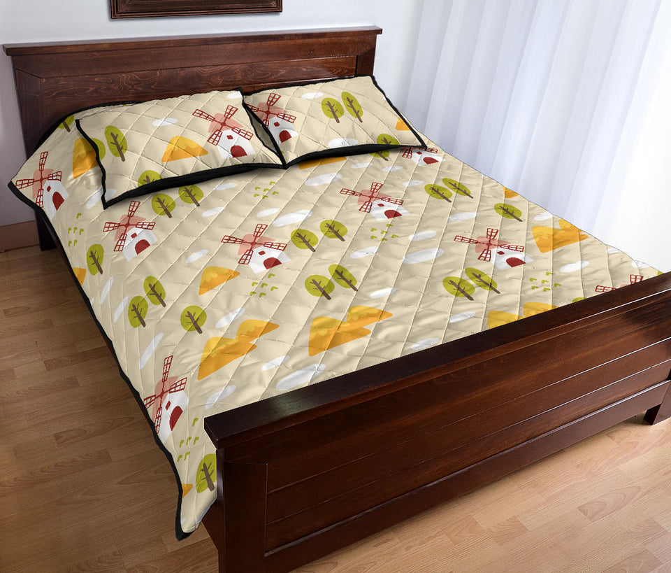 Windmill Pattern Quilt Bed Set