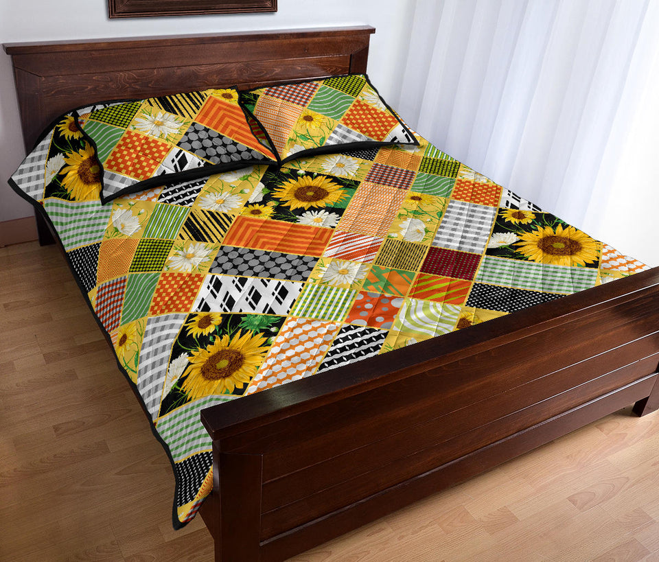 Sunflower Pattern Quilt Bed Set