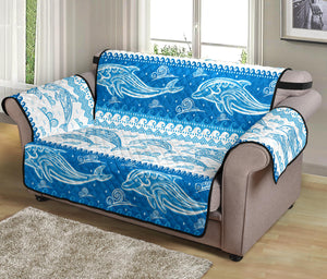 Dolphin Tribal Pattern Ethnic Motifs Loveseat Couch Cover Protector