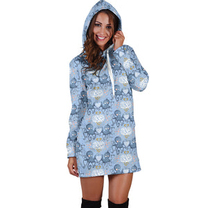 Octopus Heart Pattern Women Hoodie Dress