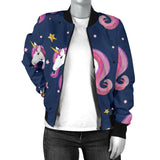 Unicorn Head Pattern Women Bomber Jacket