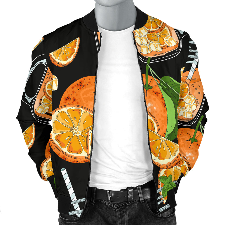 Orange Ice Orance Juice Pattern Men Bomber Jacket