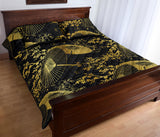 Gold Fan Flower Japanese Pattern Quilt Bed Set