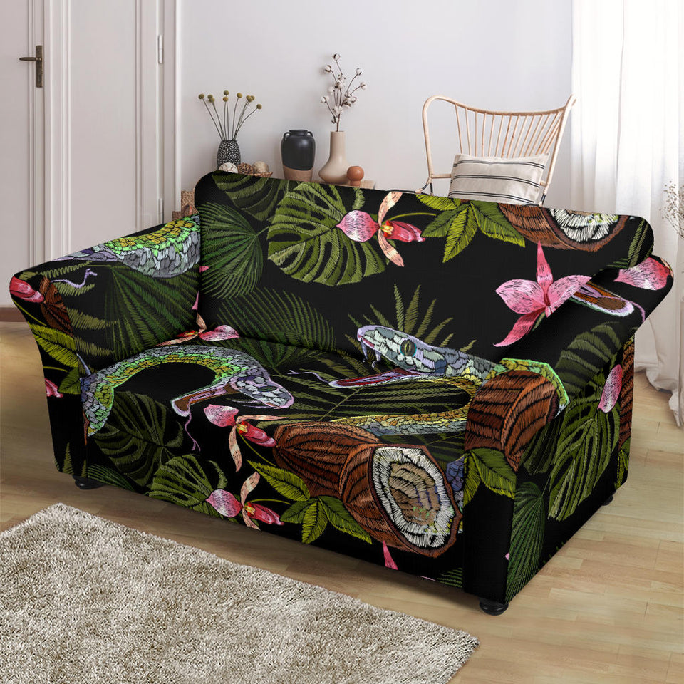 Snake Leaves Coconut Pattern Loveseat Couch Slipcover