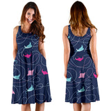 Stingray Pattern Print Design 05 Sleeveless Midi Dress