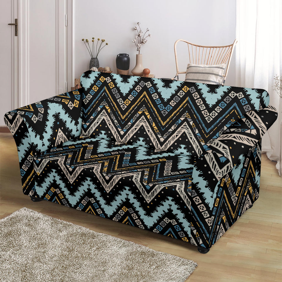 Zigzag Chevron African Afro Dashiki Adinkra Kente Loveseat Couch Slipcover