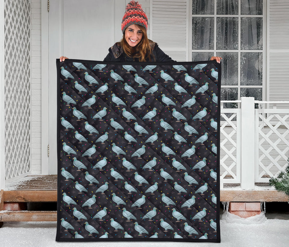 Pigeon Pattern Print Design 01 Premium Quilt