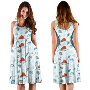 Swordfish Pattern Print Design 03 Sleeveless Midi Dress