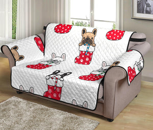 French Bulldog in Sock Pattern Loveseat Couch Cover Protector