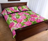 Pink Tulip Pattern Quilt Bed Set