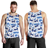 Horse Flower Blue Theme Pattern Men Tank Top