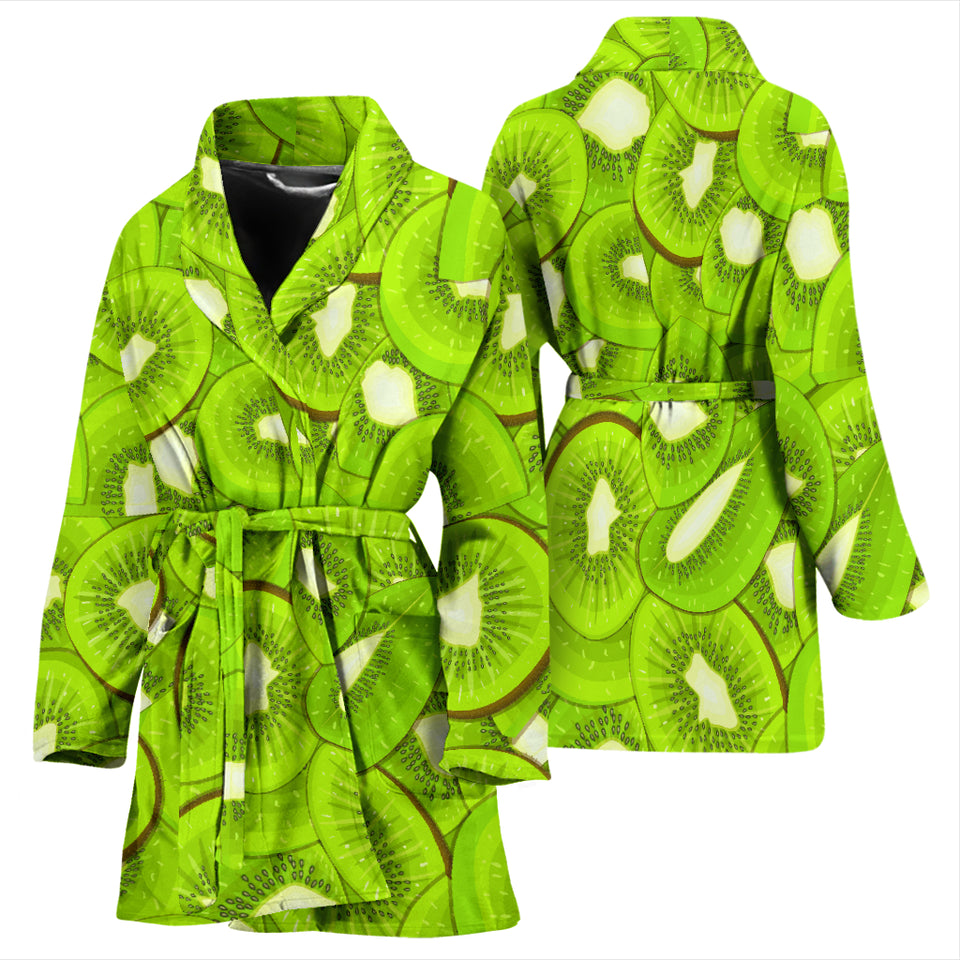 Sliced Kiwi Pattern Women Bathrobe