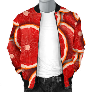 Sliced Grapefruit Pattern Background Men Bomber Jacket