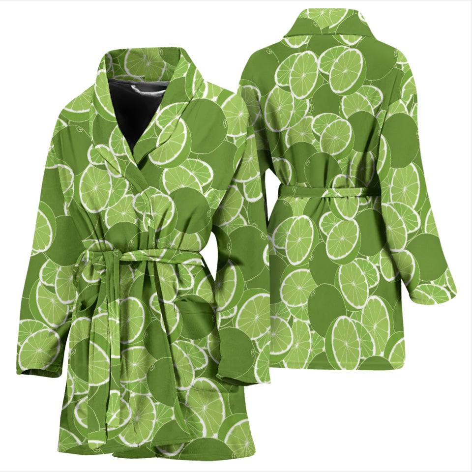 Lime Pattern Background Women Bathrobe