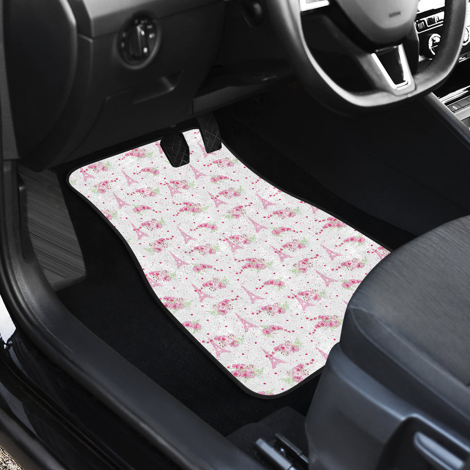 Eiffel Tower Pink Theme Pattern Print Design 05 Front Car Mats