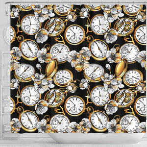 Clock Flower Pattern Shower Curtain Fulfilled In US