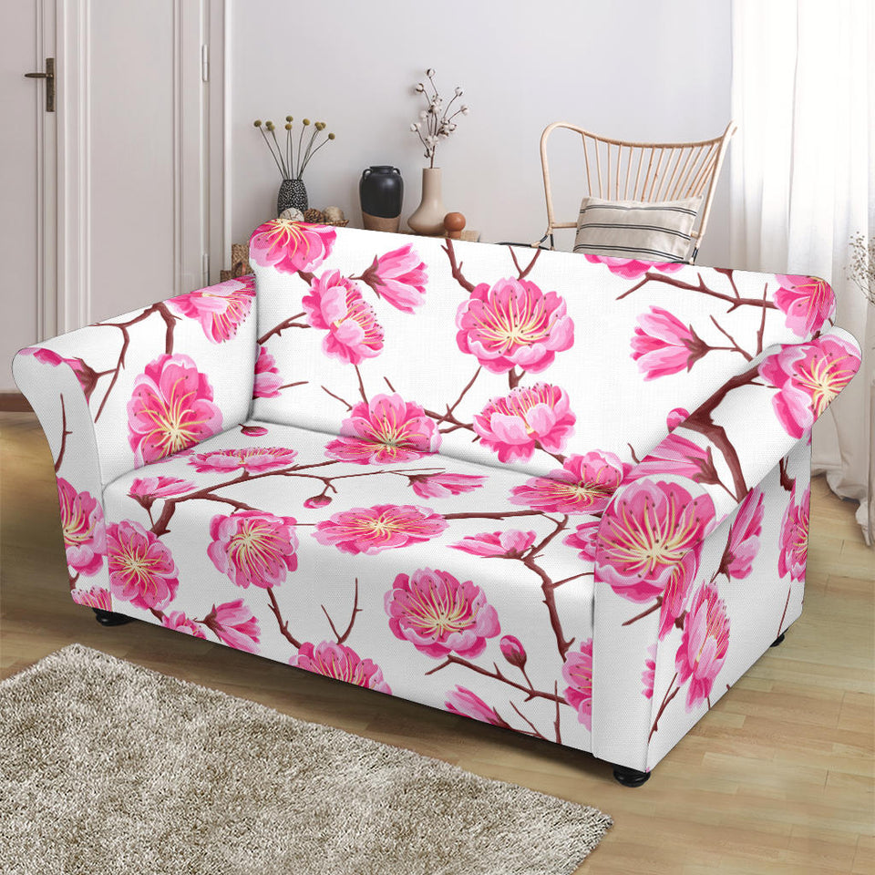 Pink Sakura Pattern Loveseat Couch Slipcover