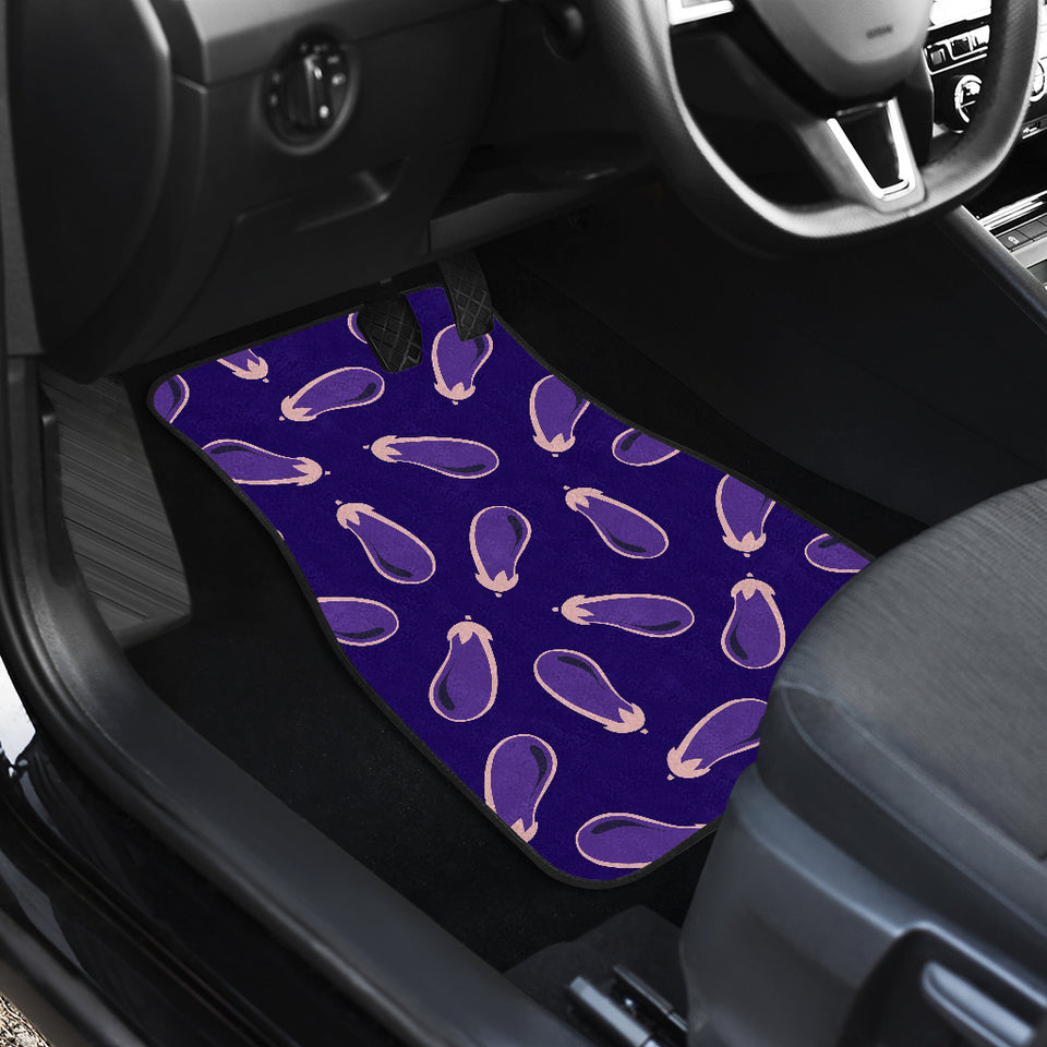 Eggplant Pattern Print Design 02 Front and Back Car Mats