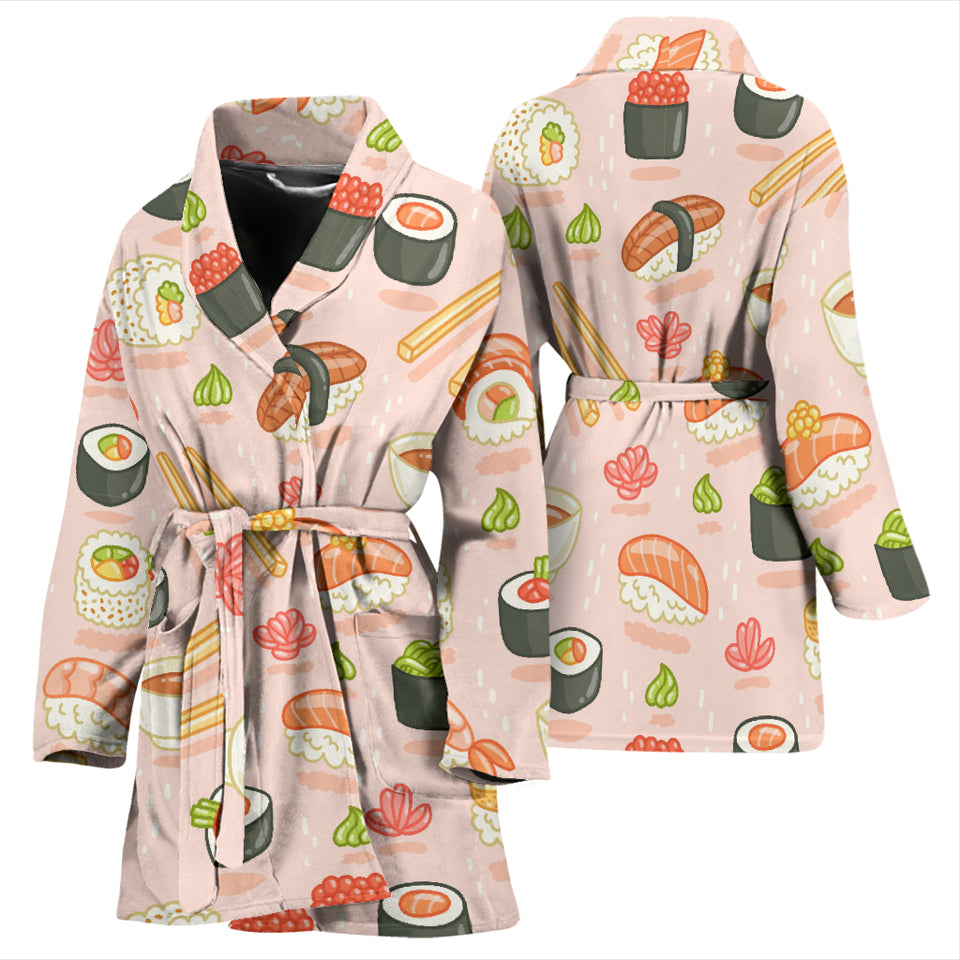Sushi Pattern Background Women Bathrobe