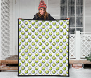 Tennis Pattern Print Design 05 Premium Quilt