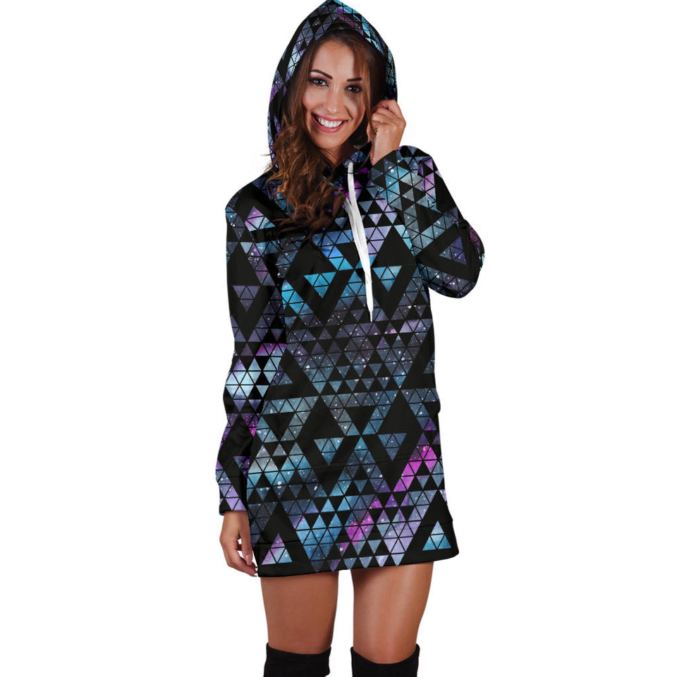 Space Galaxy Tribal Pattern Women Hoodie Dress