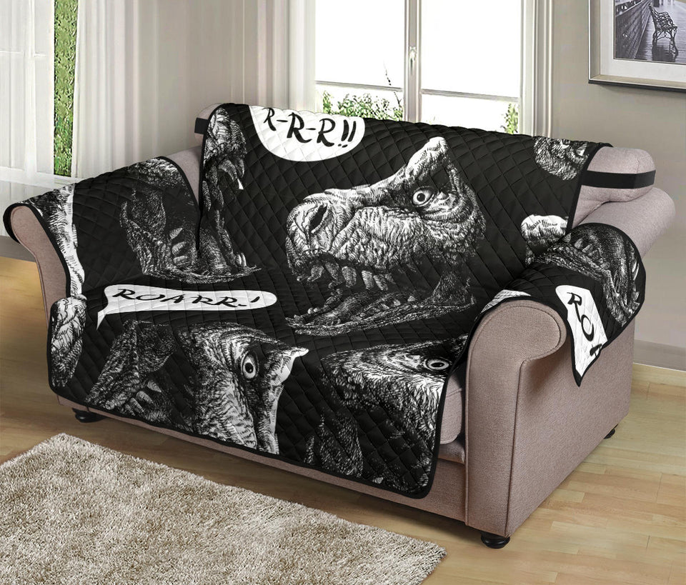 Dinosaur T-rex Head Pattern Loveseat Couch Cover Protector