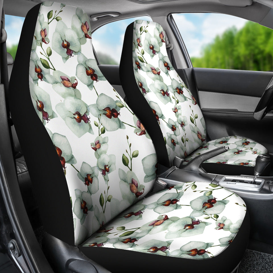 White Orchid Pattern Universal Fit Car Seat Covers
