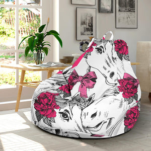 Horse Head Rose Pattern Bean Bag Cover