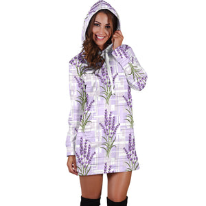 Lavender Pattern Theme Women Hoodie Dress